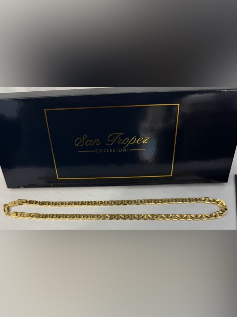 14KGP Designer Link Chain Necklace Statement Gold Tone 23” San Tropez Collezioni - Picture 3 of 8